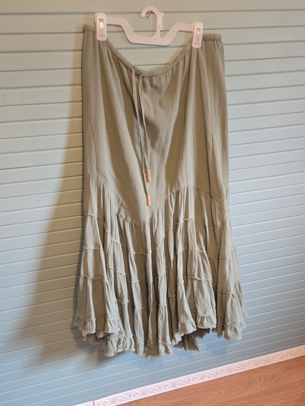 Free People Olive Tiered Maxi Skirt